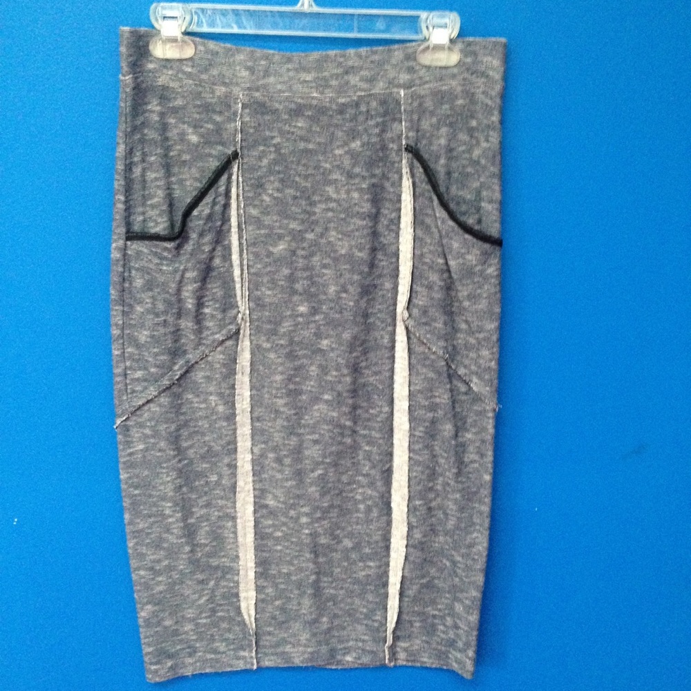 KOMAROV Reversible Navy-Gray Knit Skirt Sz S